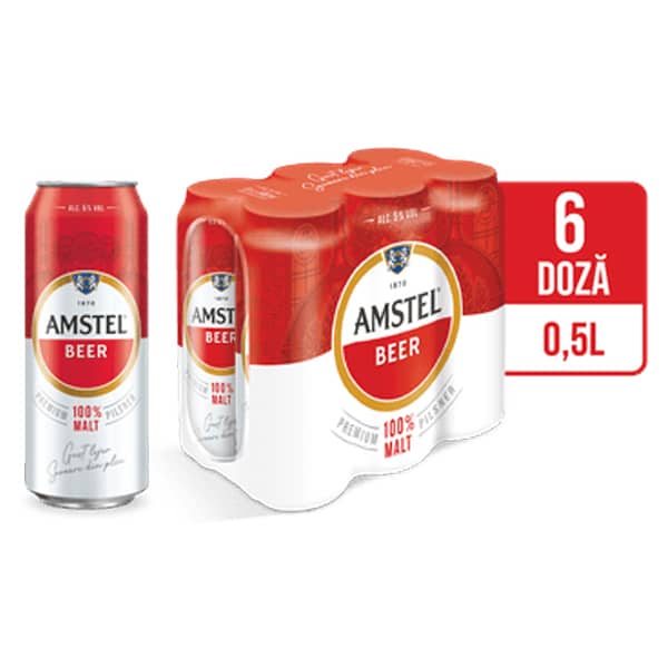 Amstel bere cu alcool doza 6 X 0.5L pack six pack pret ieftin